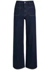 Frame Le Slim Palazzo Modernist Pocket High-rise Wide-leg Jeans In Blue