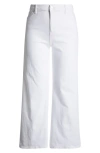 Frame Womens White Le Pixie Slim Palazzo Wide-leg High-rise Stretch Denim-blend Jeans In White