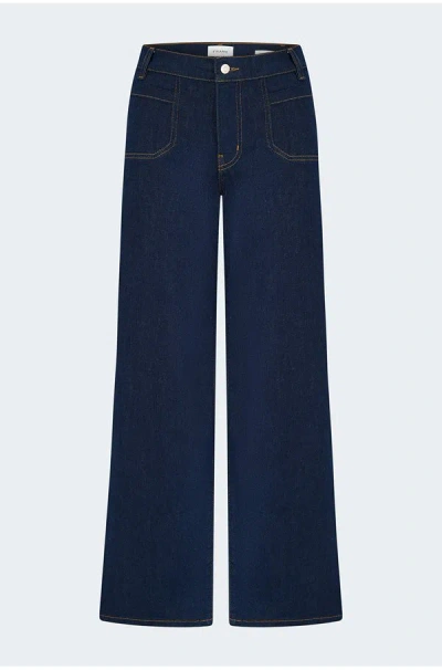 Frame Le Slim Palazzo With Modernist Pockets In Rinse In Blue