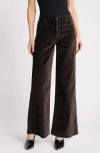 Frame Womens Espresso Cropped Flare Velvet Trousers