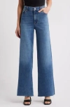 Frame Womens Tommy Drape Wide-leg Cotton-blend Jeans In Blue