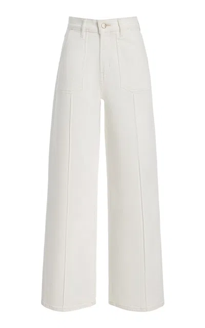 Frame Le Slim Stretch Mid-rise Palazzo Jeans In Neutral