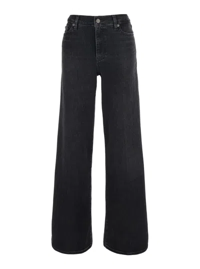 Frame Le Slim Wide-leg Palazzo Jeans In Denim With Belt Loops In Black
