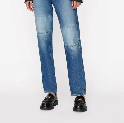 Frame Le Slouch Denim In Patch Mending In Blue