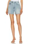 Frame Le Super High Denim Short In Rossum 2year Destruct In Blue