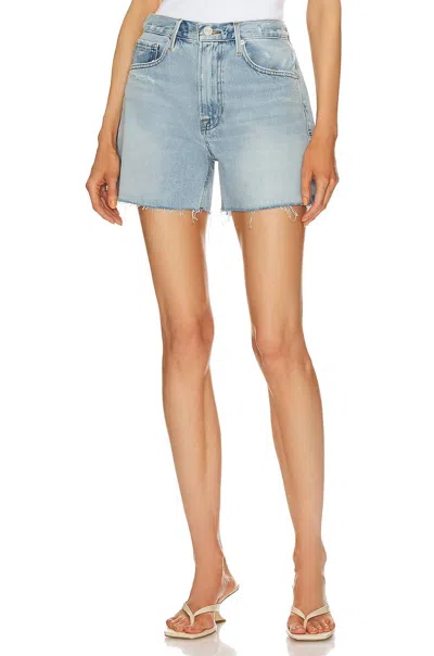 Frame Le Super High Denim Short In Rossum 2year Destruct In Blue