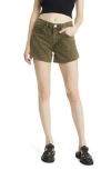 Frame Le Super High Short Raw Fray Jeans Stoned Fatigue In Stoned Fatigue
