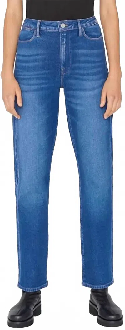 Frame Le Super High-rise Straight Jean In Jericho In Blue