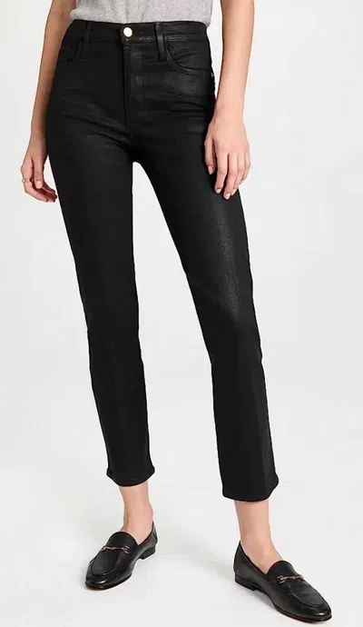Frame Le Sylvie Coated Jeans In Noir In Black