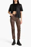 Frame Le Sylvie High Rise Slim Jeans In Leopard Print In Animal Print