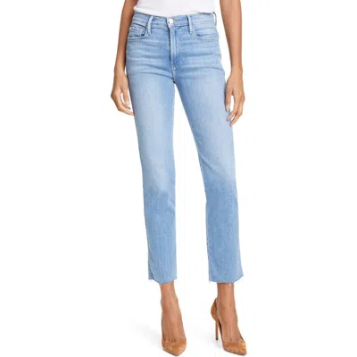 Frame Le Sylvie High Waist Raw Hem Straight Leg Jeans In Blue