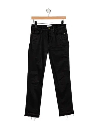 Pre-owned Frame Le Sylvie Slender Straight Leg Pants In Black