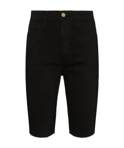 Frame Le Vintage Bermuda Raw-edge Shorts In Black