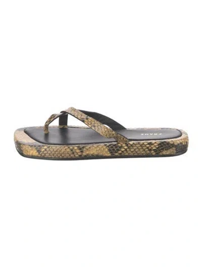 Pre-owned Frame Leather Animal Print Flip Flops In Neutrals