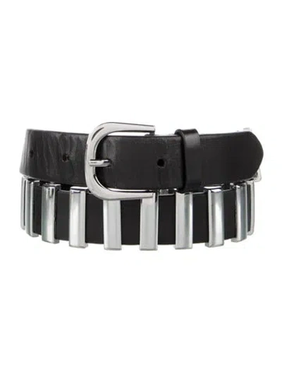 Pre-owned Frame Leather Belt In Black