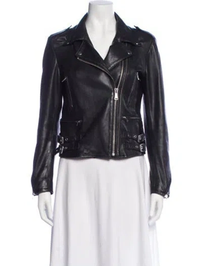 Pre-owned Frame Leather Biker Jacket In Black