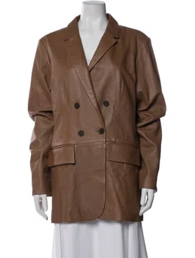 Pre-owned Frame Leather Blazer In Brown
