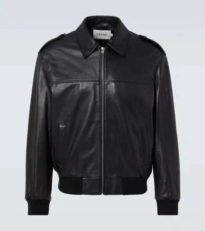 Frame Leather Bomber Jacket In Black