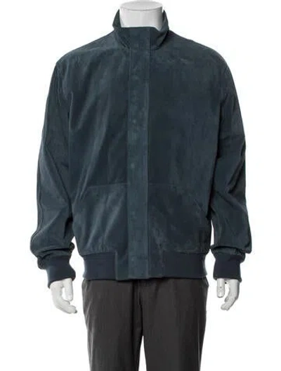 Pre-owned Frame Leather Bomber Jacket In Blue