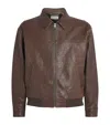 Frame Textured-leather Bomber Jacket In Brown