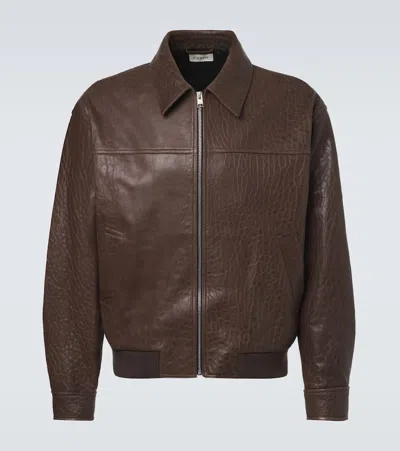 Frame Leather Bomber Jacket In Brown