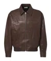 Frame Leather Bomber Jacket In Brown