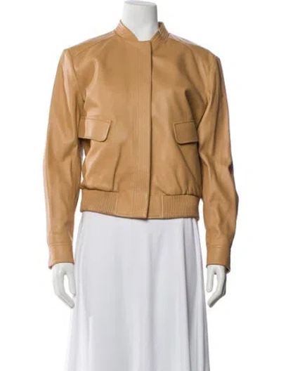 Pre-owned Frame Leather Bomber Jacket In Neutral