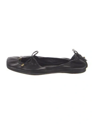 Pre-owned Frame Leather Bow Accents Ballet Flats In Blue