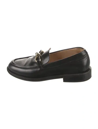 Pre-owned Frame Leather Chain-link Accents Loafers In Black