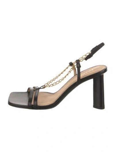 Pre-owned Frame Leather Chain-link Accents Slingback Sandals In Black