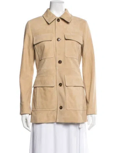 Pre-owned Frame Leather Coat In Neutral