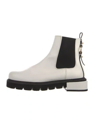 Pre-owned Frame Leather Colorblock Pattern Chelsea Boots In White