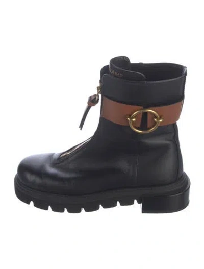 Pre-owned Frame Leather Combat Boots In Blue