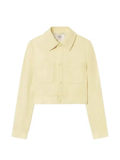 Frame The Small Leather Jacket Lemon In Yellow