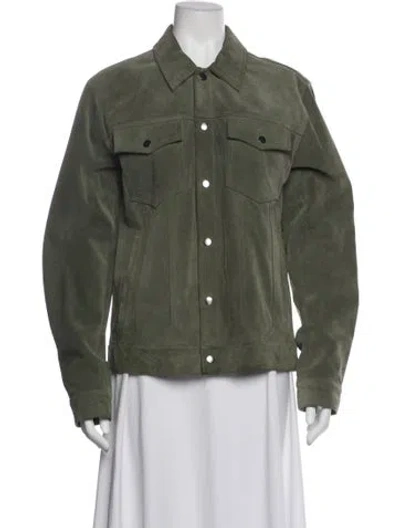 Pre-owned Frame Leather Denim Jacket In Green