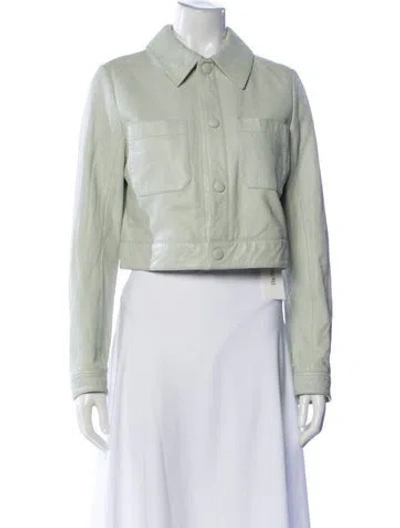 Pre-owned Frame Leather Denim Jacket In Green