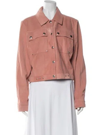 Pre-owned Frame Leather Denim Jacket In Pink