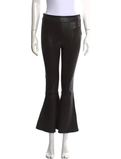 Pre-owned Frame Leather Flared Pants In Black