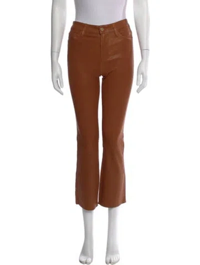 Pre-owned Frame Leather Flared Pants In Brown