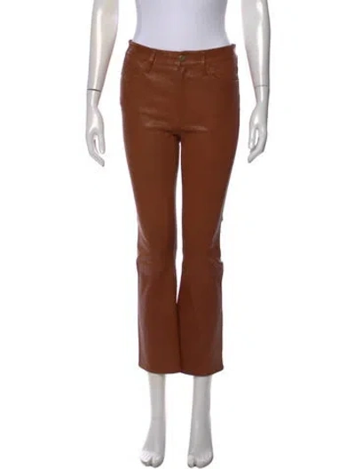 Pre-owned Frame Leather Flared Pants In Brown