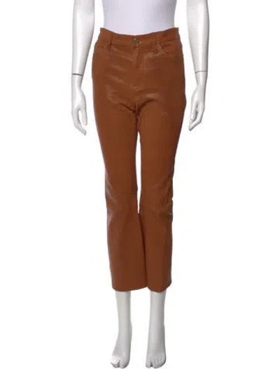 Pre-owned Frame Leather Flared Pants In Brown