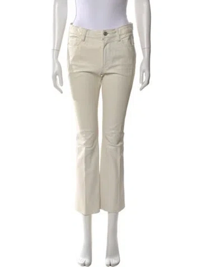 Pre-owned Frame Leather Flared Pants In Neutral