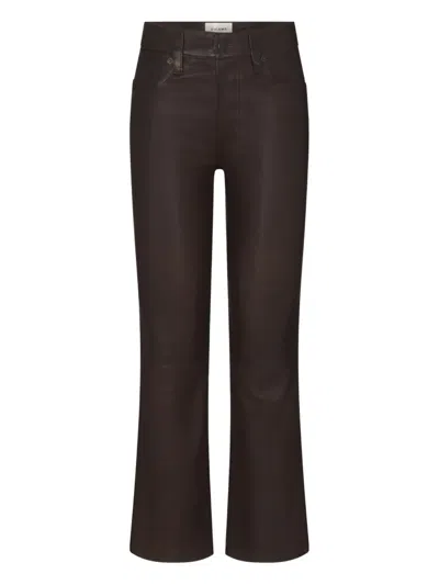 Frame Leather Flared Trousers In Brown