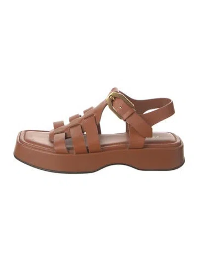 Pre-owned Frame Leather Gladiator Sandals In Brown