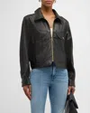 Frame Leather Heart Jacket In Black