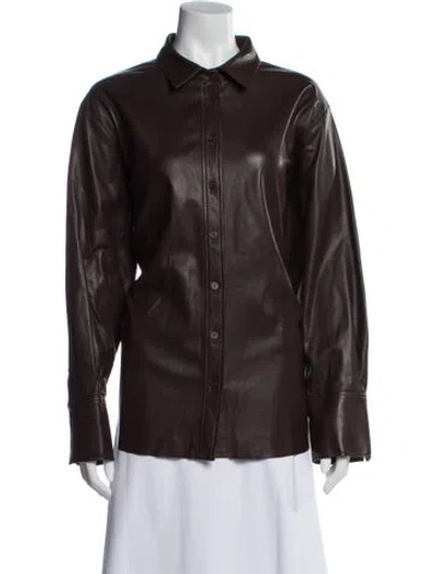 Pre-owned Frame Leather Jacket In Brown