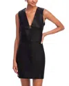 Frame Leather Keyhole Dress In Black In Black