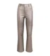 Frame Leather Le Sleek Straight Jeans In Gray