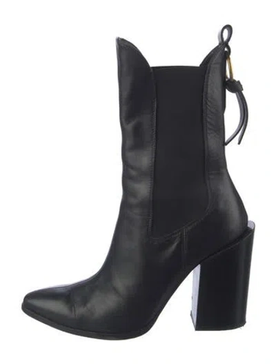 Pre-owned Frame Leather Leather Trim Embellishment Chelsea Boots In Black