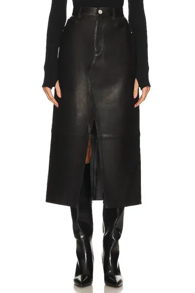 Frame Leather Midaxi Skirt In Black